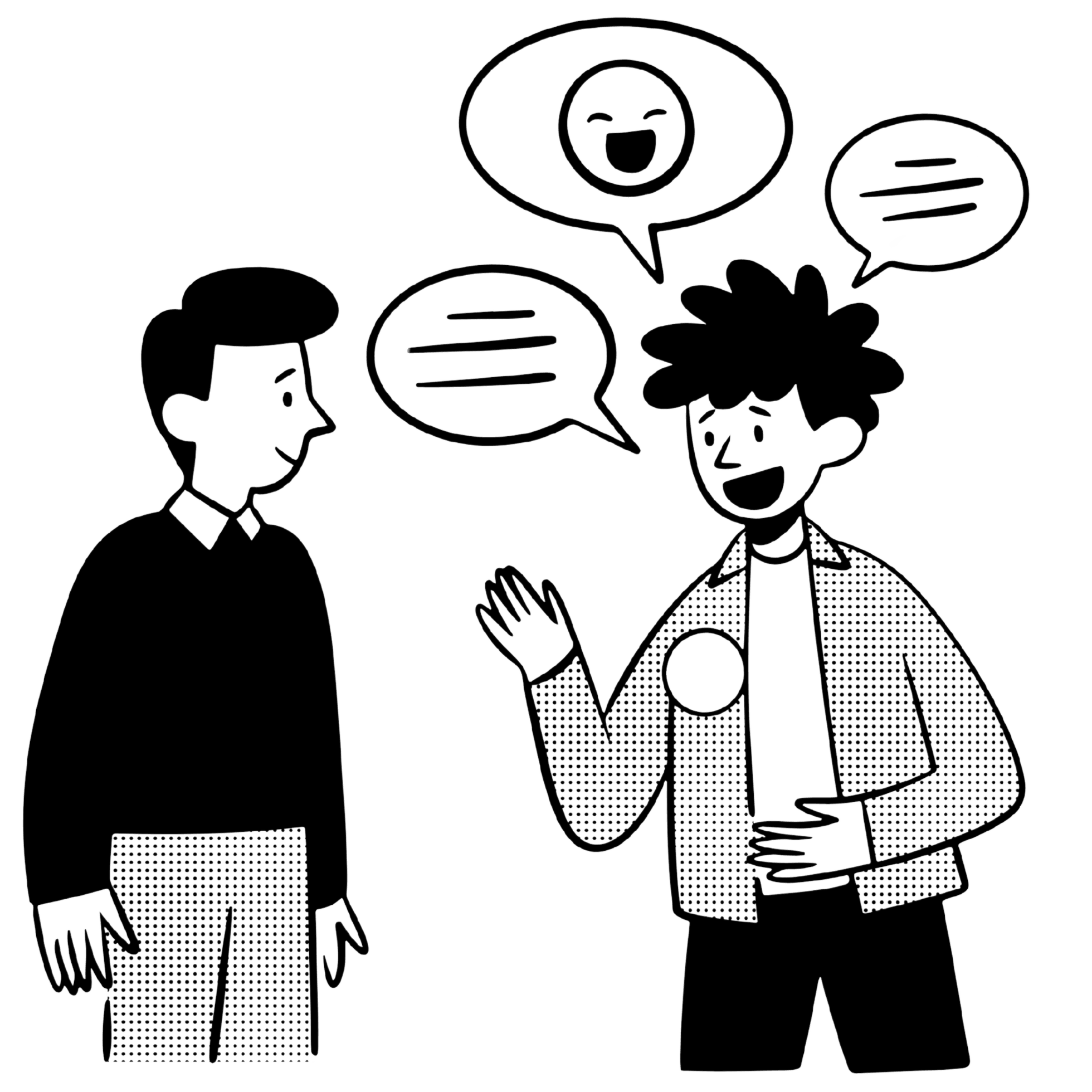 Two people chit-chatting