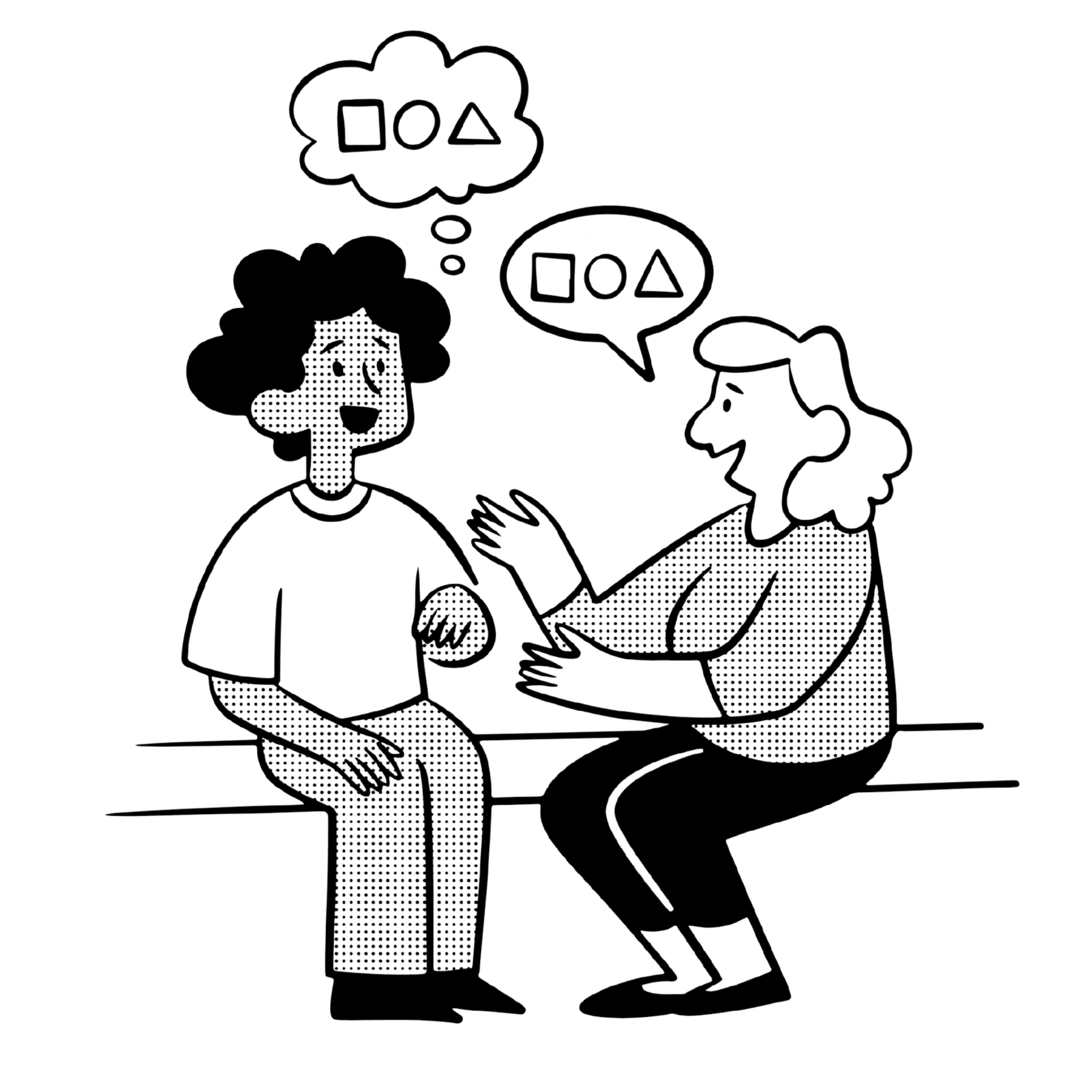 Two people chit-chatting